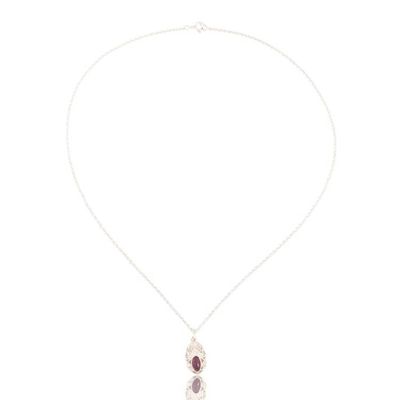 Alternate image for High-Polished Natural Amethyst Cabochon Pendant Necklace Antique Whispers