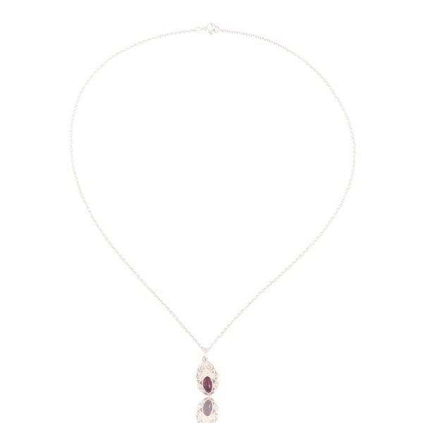 Alternate image for High-Polished Natural Amethyst Cabochon Pendant Necklace Antique Whispers