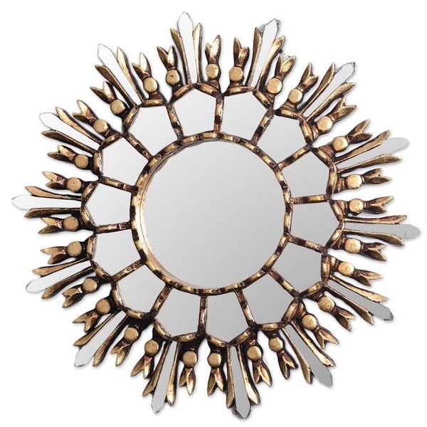 Alternate image for Handmade Bronze Gilded Wood Wall Mirror from Peru Shiny Sun