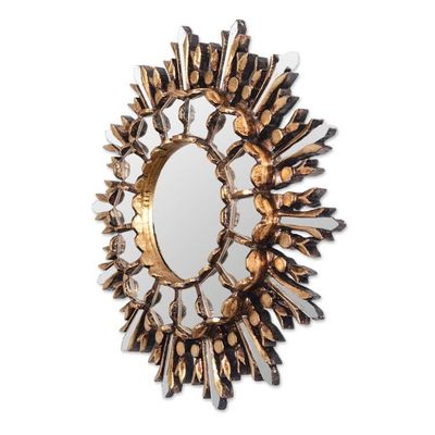 Alternate image for Handmade Bronze Gilded Wood Wall Mirror from Peru Shiny Sun
