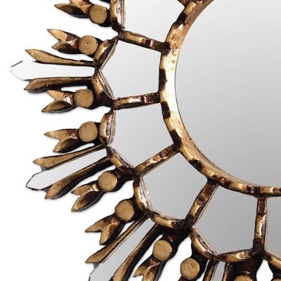 Alternate image for Handmade Bronze Gilded Wood Wall Mirror from Peru Shiny Sun