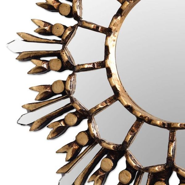 Alternate image for Handmade Bronze Gilded Wood Wall Mirror from Peru Shiny Sun