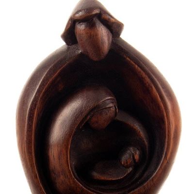 Alternate image for Hand-Carved Cedarwood Holy Family Tealight Candleholder Bright Season