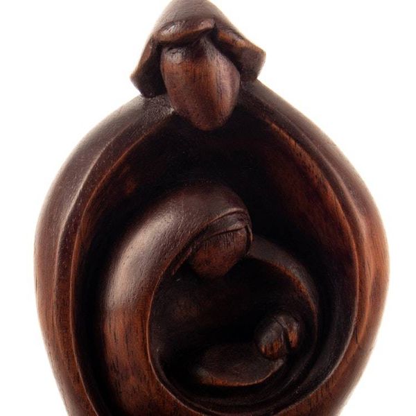Alternate image for Hand-Carved Cedarwood Holy Family Tealight Candleholder Bright Season