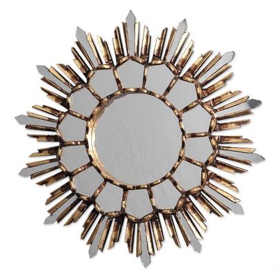 Alternate image for Handcrafted Bronze Gilded Wood Wall Mirror from Peru Golden Empire