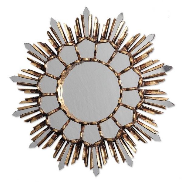 Alternate image for Handcrafted Bronze Gilded Wood Wall Mirror from Peru Golden Empire