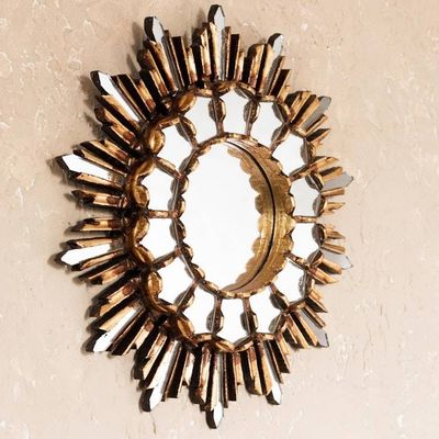 Alternate image for Handcrafted Bronze Gilded Wood Wall Mirror from Peru Golden Empire