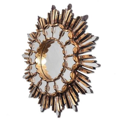 Alternate image for Handcrafted Bronze Gilded Wood Wall Mirror from Peru Golden Empire