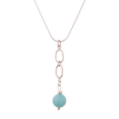 Alternate image for Modern Sterling Silver Pendant Necklace with Amazonite Stone Waves on the High Seas