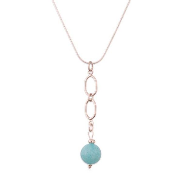 Alternate image for Modern Sterling Silver Pendant Necklace with Amazonite Stone Waves on the High Seas
