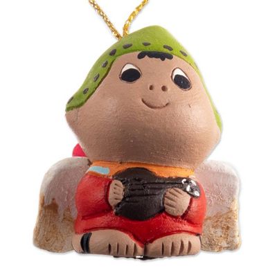 Alternate image for Ceramic Playful Andean Angel Ornaments Set of 4 Angel Musicians