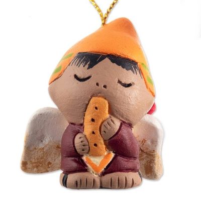 Alternate image for Ceramic Playful Andean Angel Ornaments Set of 4 Angel Musicians