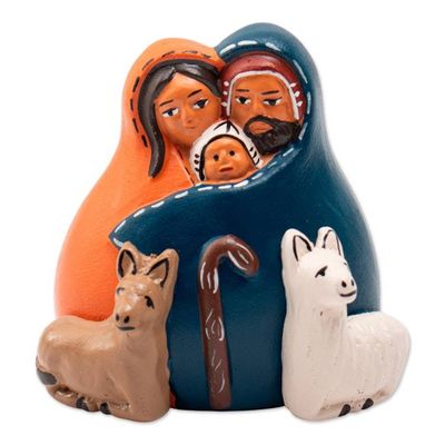 Alternate image for Andean-Themed Hand-Painted Ceramic Nativity Scene from Peru Andean Sacred Family