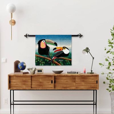 Alternate image for Hand Made Wool Tapestry from Peru Two Toucans