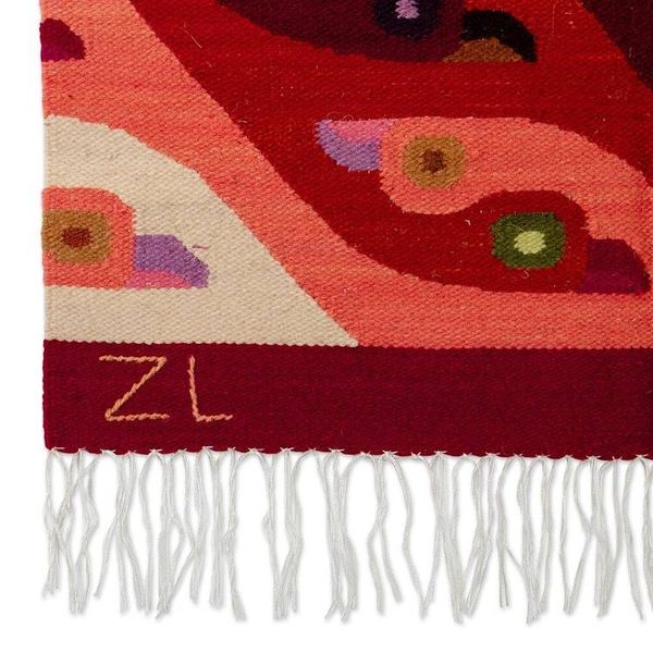 Alternate image for Bird-Themed Handloomed Warm-Toned Wool Tapestry from Peru Sunset Parihuanas