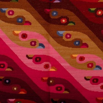 Alternate image for Bird-Themed Handloomed Warm-Toned Wool Tapestry from Peru Sunset Parihuanas