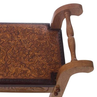 Alternate image for Cedar and leather stool Colonial Blond