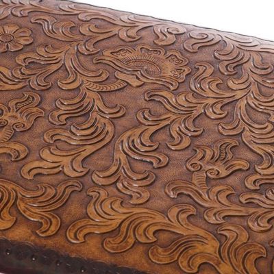 Alternate image for Cedar and leather stool Colonial Blond