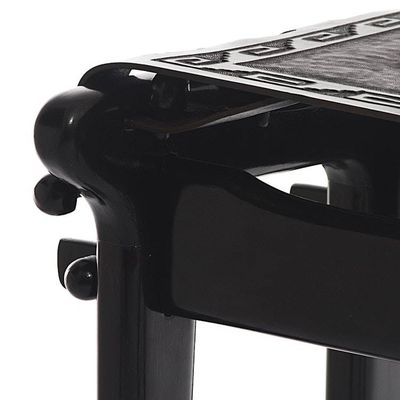 Alternate image for Handcrafted Black Tooled Leather Wood Stool from Peru Nobility