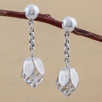 Primary image for Sterling Silver Quartz Floral Dangle Earrings from Peru Floral Cocoon