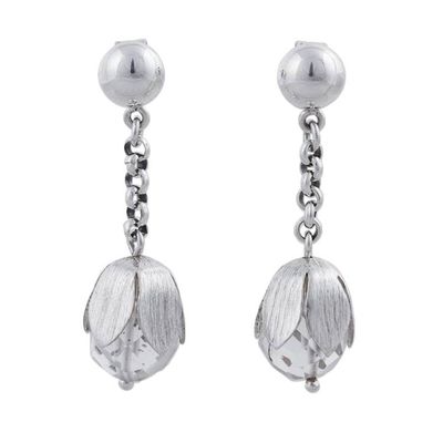 Alternate image for Sterling Silver Quartz Floral Dangle Earrings from Peru Floral Cocoon