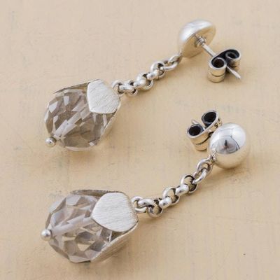 Alternate image for Sterling Silver Quartz Floral Dangle Earrings from Peru Floral Cocoon