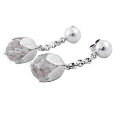 Alternate image for Sterling Silver Quartz Floral Dangle Earrings from Peru Floral Cocoon