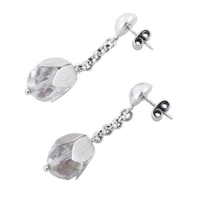 Alternate image for Sterling Silver Quartz Floral Dangle Earrings from Peru Floral Cocoon