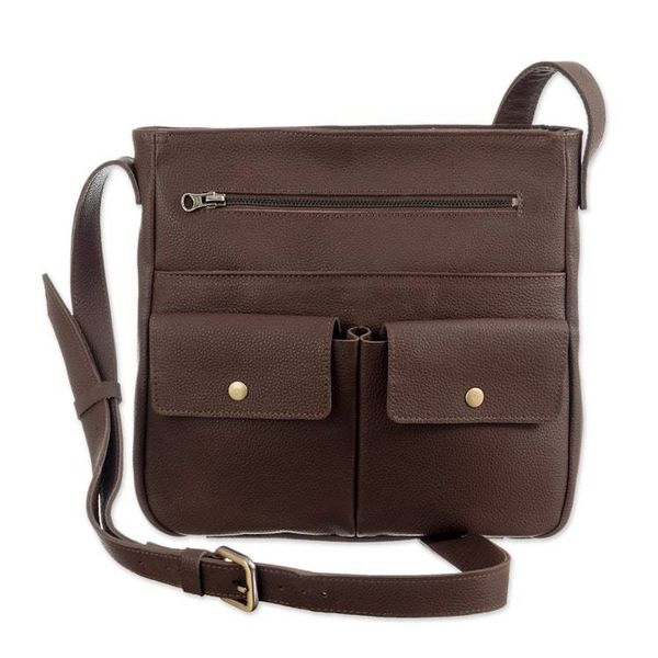 Alternate image for Adjustable 100 Leather Sling Bag Handcrafted in Peru Intrepid Traveler