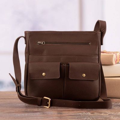 Alternate image for Adjustable 100 Leather Sling Bag Handcrafted in Peru Intrepid Traveler