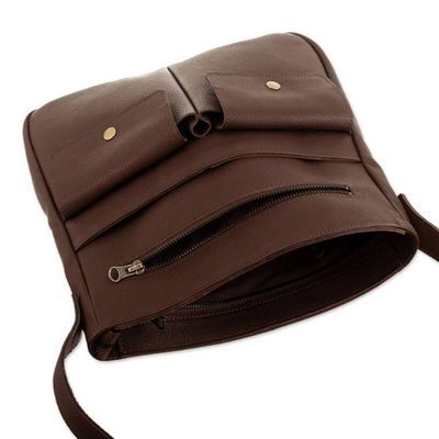 Alternate image for Adjustable 100 Leather Sling Bag Handcrafted in Peru Intrepid Traveler