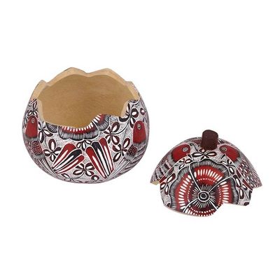 Alternate image for Red Birds and Flowers Hand Carved Gourd Decorative Box Redbirds Song