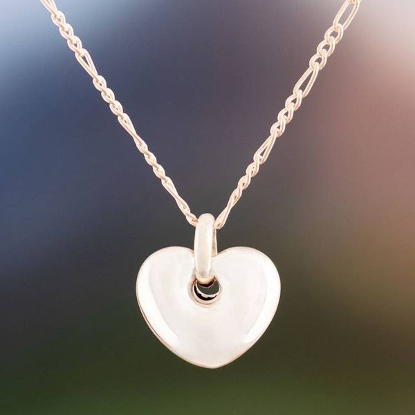 Alternate image for High-Polish Sterling Silver Heart Necklace from Peru Brilliant Heart