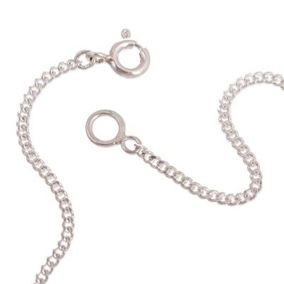 Alternate image for Silver Pendant Bracelet with Amethyst Stones from Peru Enchanting Vibe