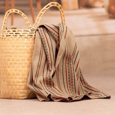 Alternate image for Handloomed Striped Alpaca Blend Throw Blanket in Earth Tones Siesta Time
