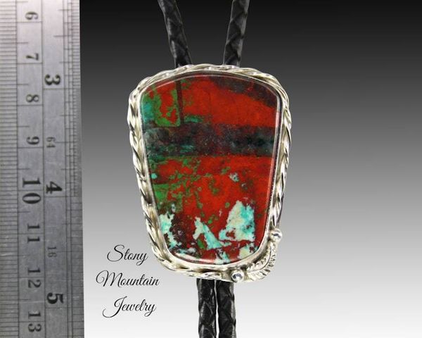 Alternate image for Handcrafted Custom Bolo Tie Sonoran Sunset Bolo Tie for Men & Women, Modern Sterling Silver Wedding Bolo Ties, Feather Collection