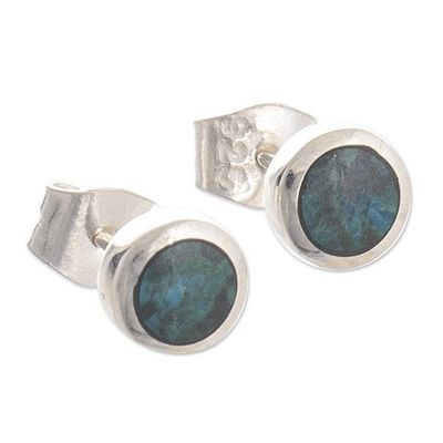 Alternate image for Natural Chrysocolla Earrings in Sterling Silver High Point