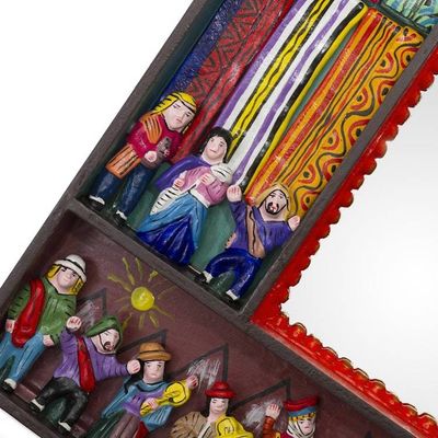 Alternate image for Folk Art Wood Mirror with Folk Art Scenes Scenes from the Andes