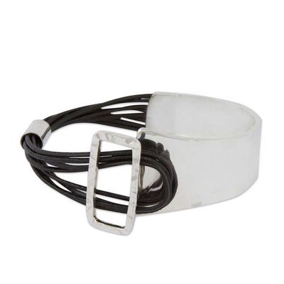 Alternate image for Collectible Womens Sterling Silver and Leather Bracelet Queen of Collasuyo