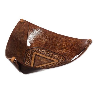 Alternate image for Artisan Crafted Colonial Inspired Tooled Leather Catchall Brown Pyramid Chains