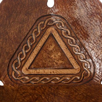Alternate image for Artisan Crafted Colonial Inspired Tooled Leather Catchall Brown Pyramid Chains