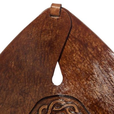 Alternate image for Artisan Crafted Colonial Inspired Tooled Leather Catchall Brown Pyramid Chains
