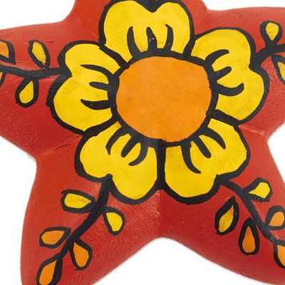 Alternate image for 2 Hand-Painted Ceramic Star Floral Christmas Ornaments Ayacucho Floral Stars