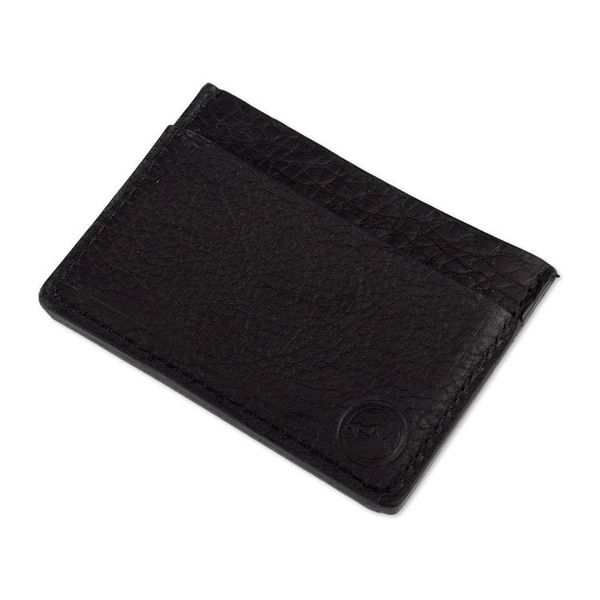 Alternate image for Handmade 4-Slot 100 Leather Card Holder in Onyx Black Hues Modern Onyx