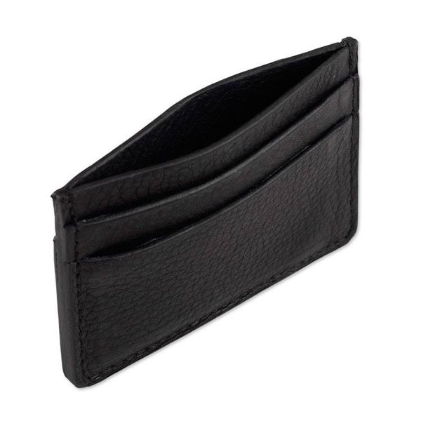 Alternate image for Handmade 4-Slot 100 Leather Card Holder in Onyx Black Hues Modern Onyx