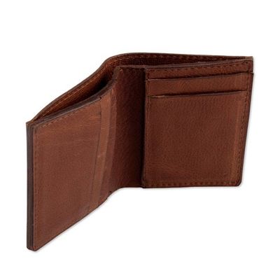 Alternate image for Espresso Brown 100 Leather Mens Bi-Fold Wallet from Peru Classic Espresso