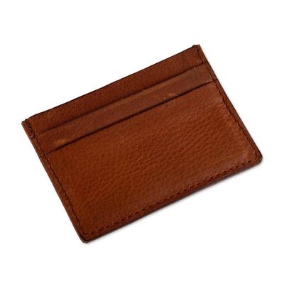 Alternate image for Travel-Friendly 4-Slot Coffee Brown 100 Leather Card Holder Modern Coffee