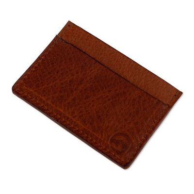Alternate image for Travel-Friendly 4-Slot Coffee Brown 100 Leather Card Holder Modern Coffee