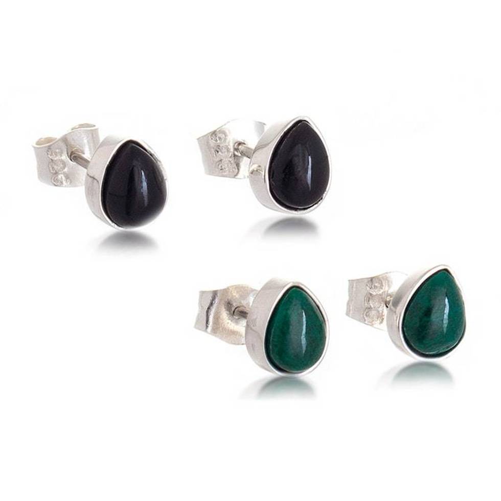 Sterling Silver Stud Earrings with Gems Pair 'Santa Rosa Tears'