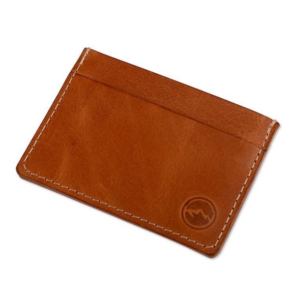 Alternate image for 4-Slot Spice Brown 100 Leather Card Holder Made in Peru Modern Spice